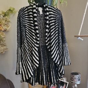 Chico's Sweater Shrug Cardigan Tan And Black